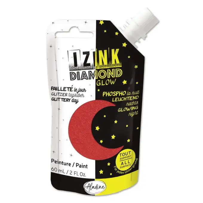 Vernice tessile 3D Izink diamond glow fosfo rosso 60ml
