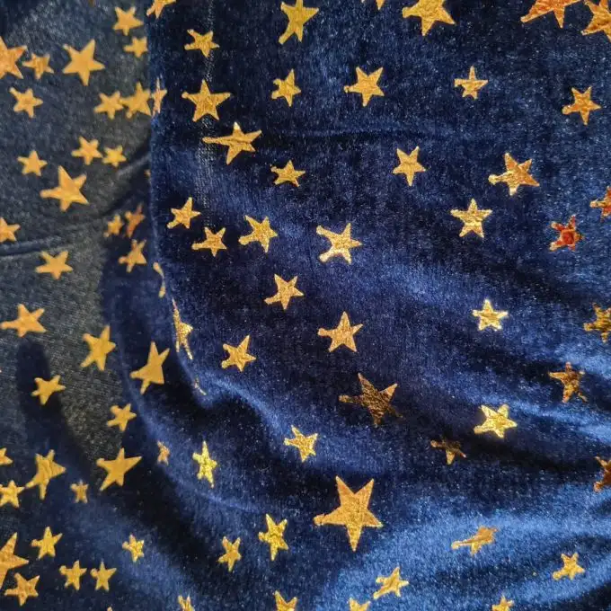 Velluto marino poliestere stampato stella foil dorato