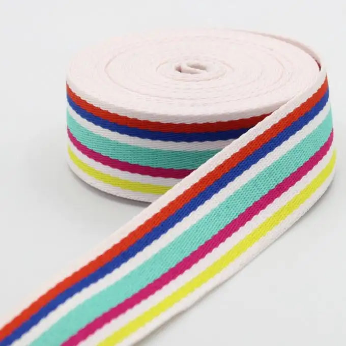 Cinghia in poliestere bianca e multicolore 40mm