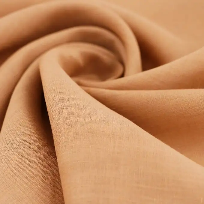 Tessuto lino tinta unita cammello