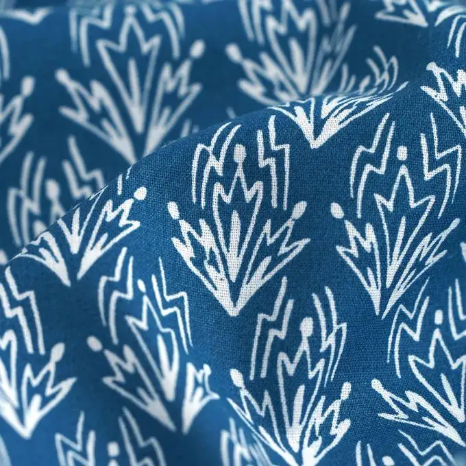 Tessuto cretonne Maya blu