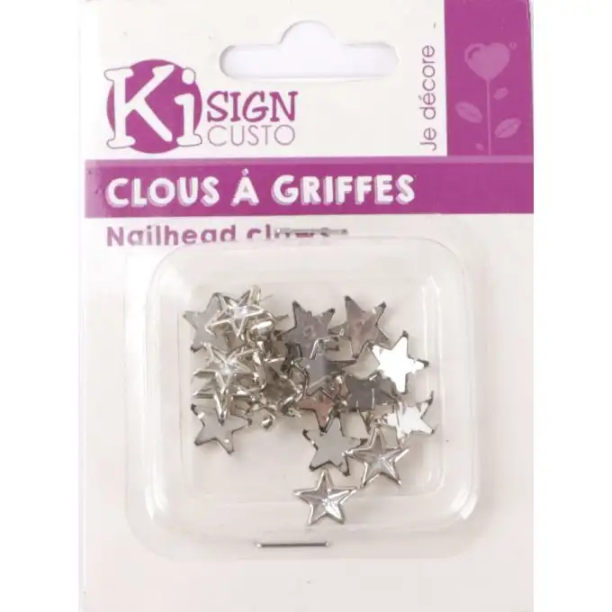 20 chiodi a graffetta strass stella trasparente 11mm
