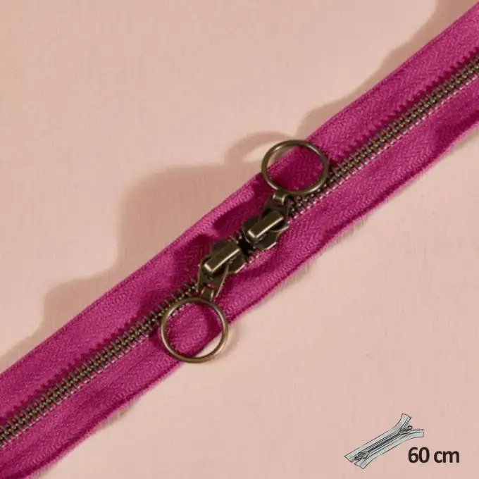Zip doppio cursore ottone 60 cm dalhia - Atelier Brunette