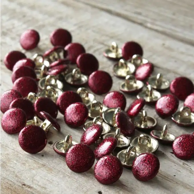 Lotto di 5 bottoni lucidi rosso mattone 10 mm