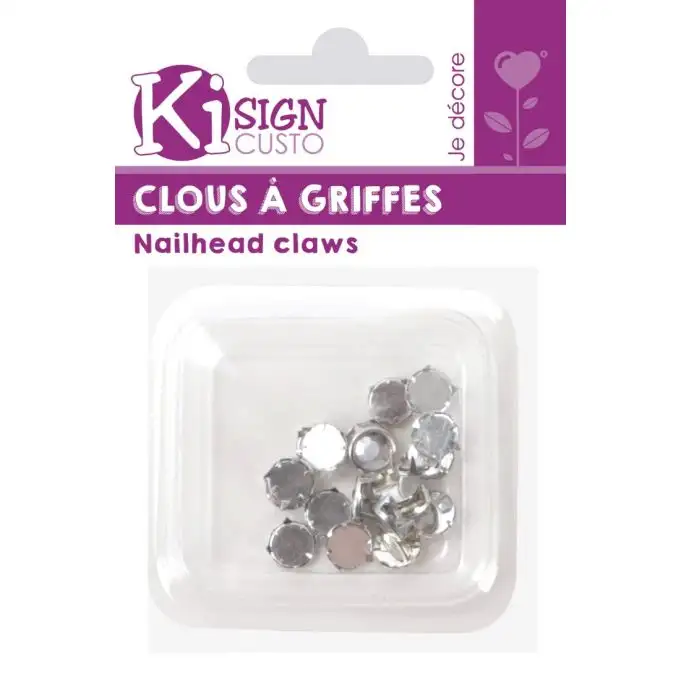 20 chiodi a graffio strass rotondi trasparenti 10mm