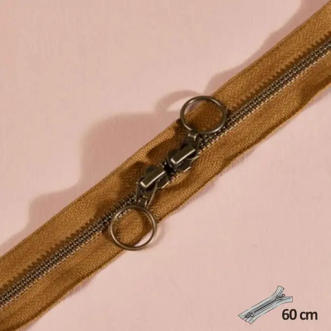 Zip doppio cursore ottone 60 cm ocra - Atelier Brunette