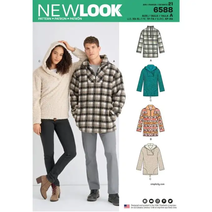 Modello New Look 6588 maglione unisex
