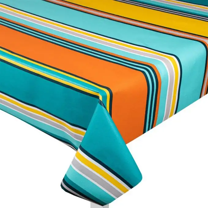 Tessuto cretone rivestito Rhune blu turchese