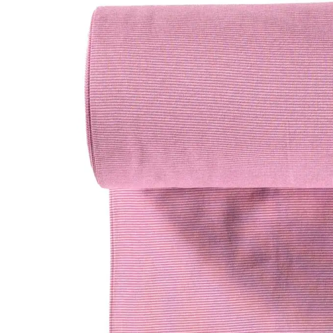 Bordo tubolare cotone mini righe rosa