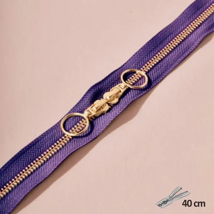 Zip doppio cursore oro 40 cm majestic purple - Atelier Brunette
