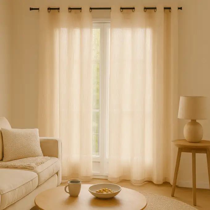 Voile pap effet lin righe thailandia