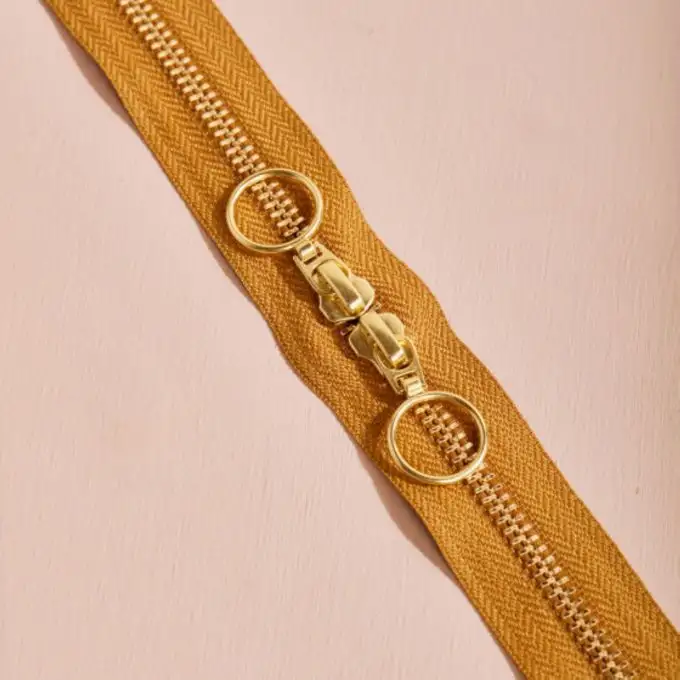 Zip doppio cursore gold 40 cm ocra - Atelier Brunette