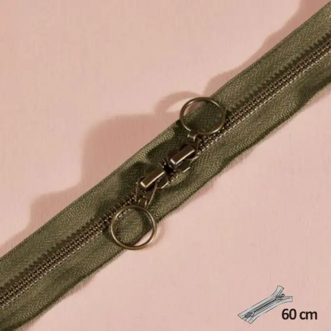 Zip doppio cursore ottone 60 cm ivy green - Atelier Brunette