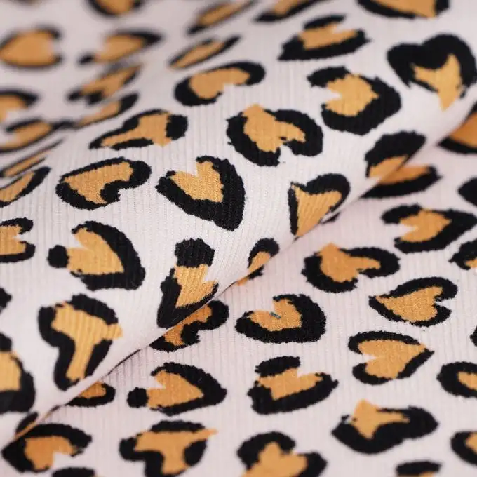 Velluto a coste Leopardato senape rosa