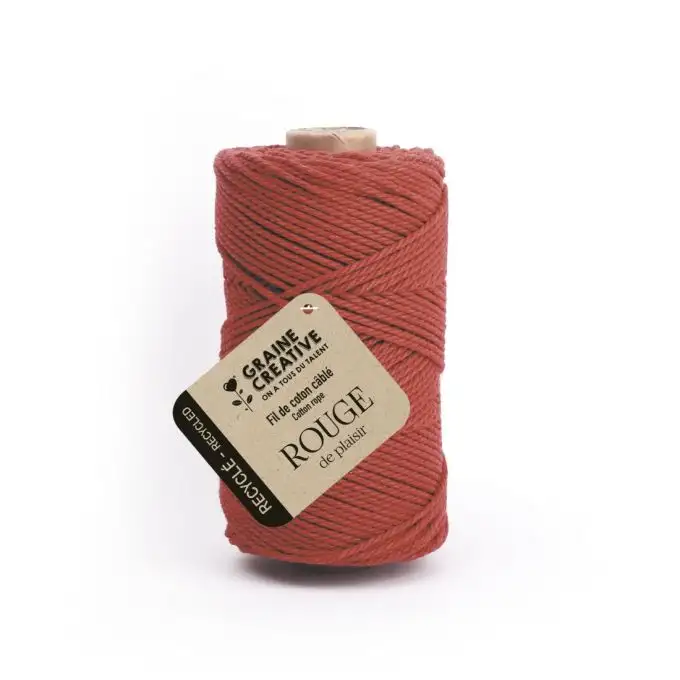 Corda di cotone riciclato macramè 2mm rosso pallido 100m