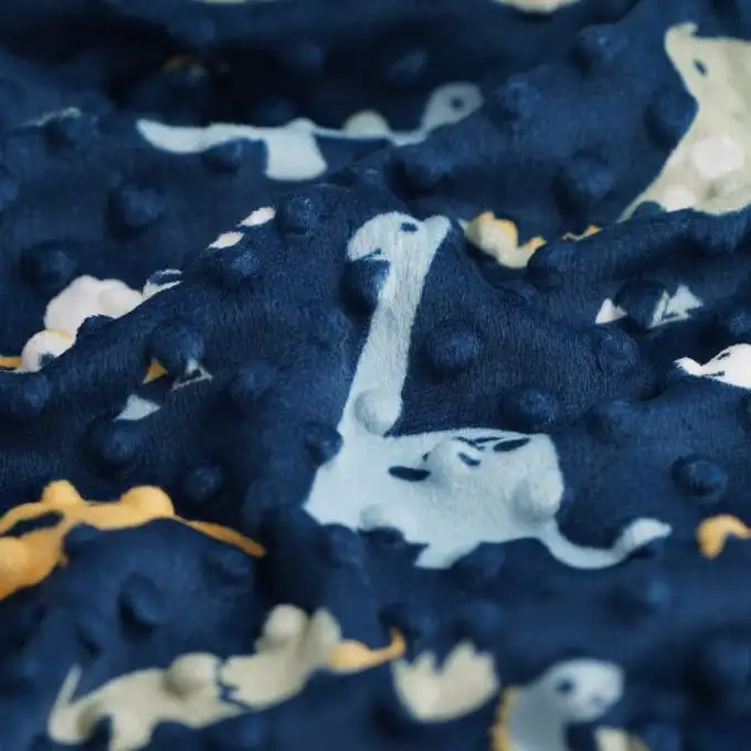 Tessuto pile Minky dinosauri blu
