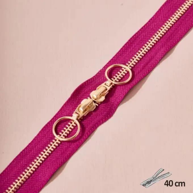 Zip doppio cursore oro 40 cm dahlia - Atelier Brunette