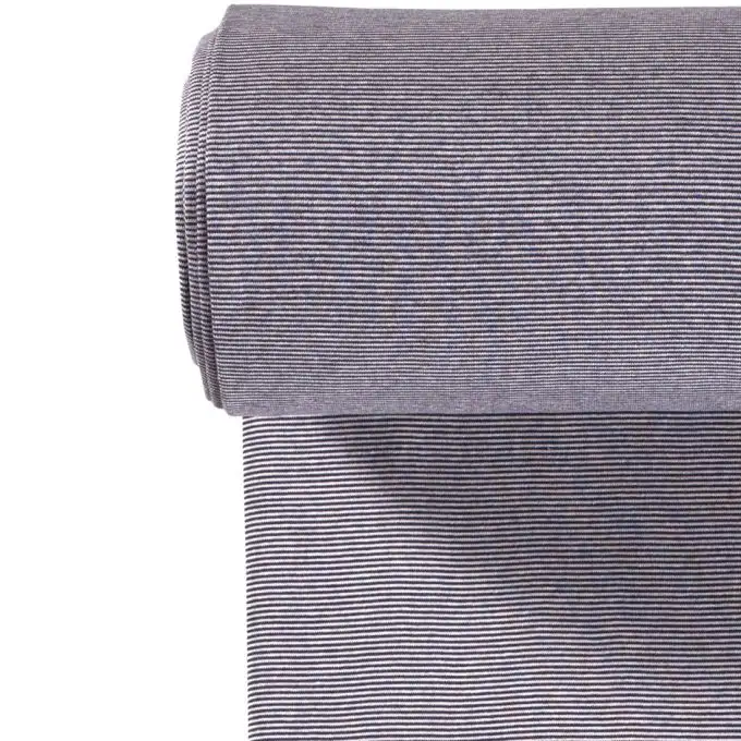 Bordo costina tubolare cotone mini righe blu e bianco