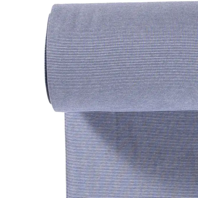 Bordo costina tubolare cotone mini righe blu cielo