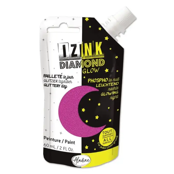 Vernice tessile 3D Izink diamond glow fosfo rosa 60ml