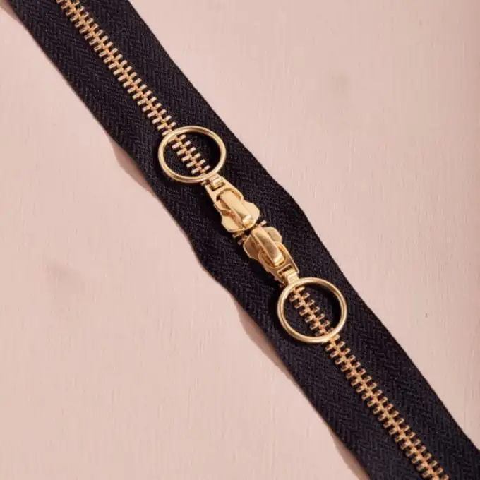 Zip doppio cursore oro 40 cm nero - Atelier Brunette