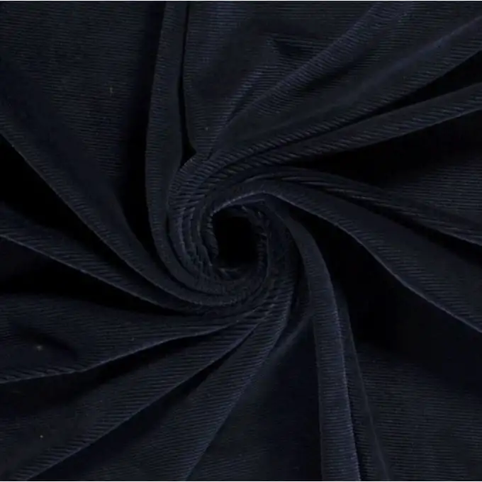 Velluto tessuto maglia poliestere costine blu marino