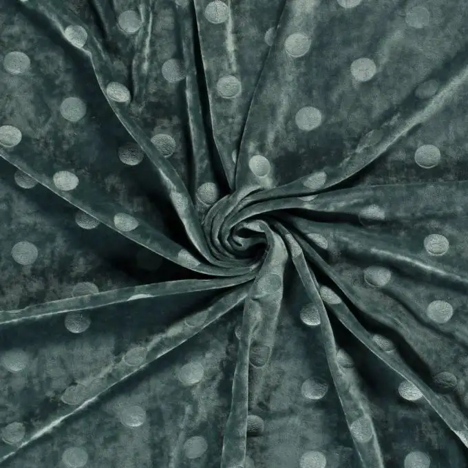 Velluto elasticizzato a pois verdi