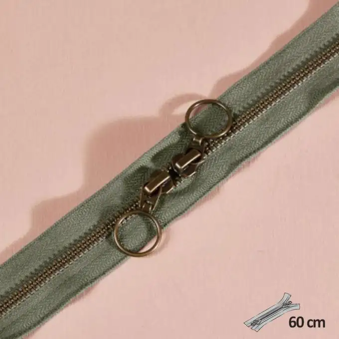 Zip doppio cursore ottone 60 cm cedro - Atelier Brunette