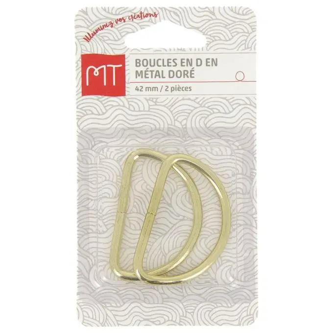 Anello a forma di D in metallo 42 mm 2 pz oro