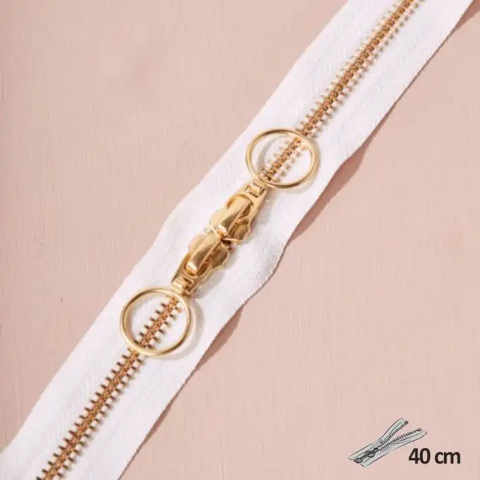 Zip doppio cursore oro 40 cm bianco sporco - Atelier Brunette