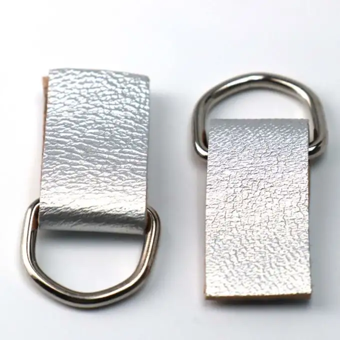 2 gambe in pelle argento per cinturino borsa 15mm - Miyako