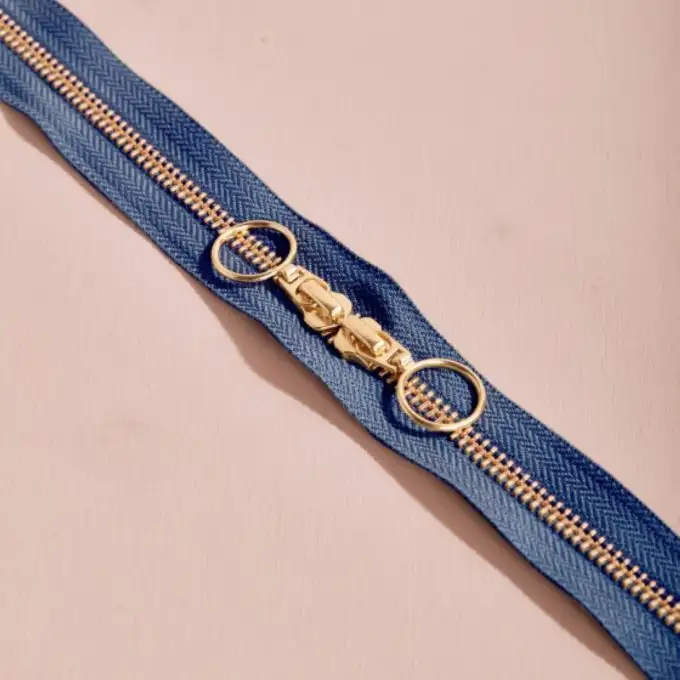 Zip doppio cursore oro 40 cm cobalto - Atelier Brunette