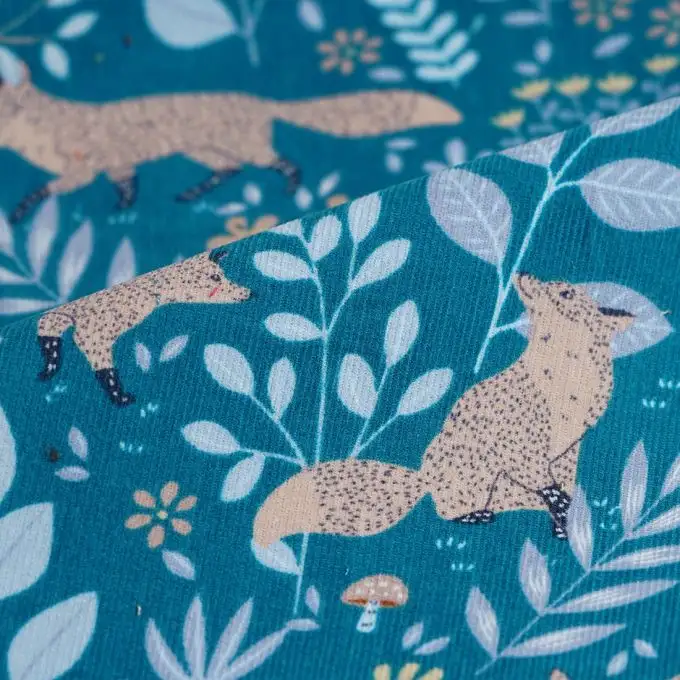 Velluto a coste volpe foresta blu