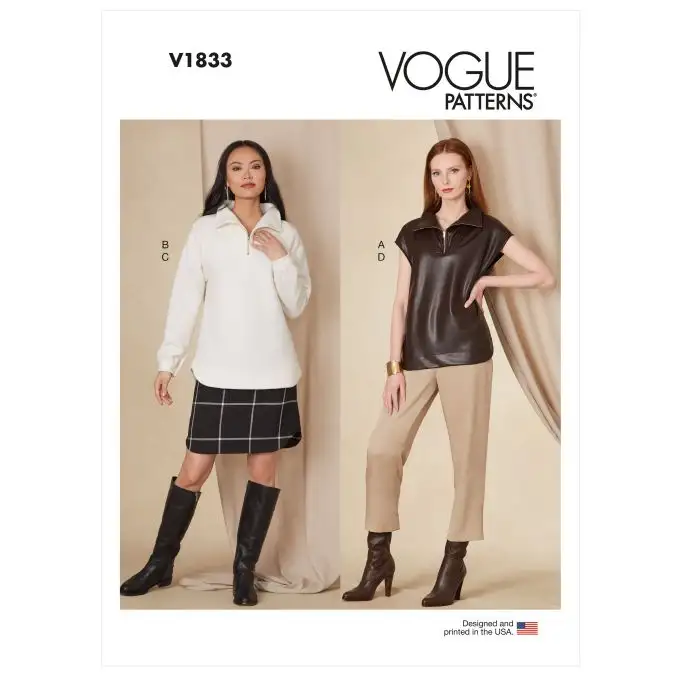 Cartamodello Vogue 1833A - completo donna top camicia gonna pantaloni dal 34 al 48