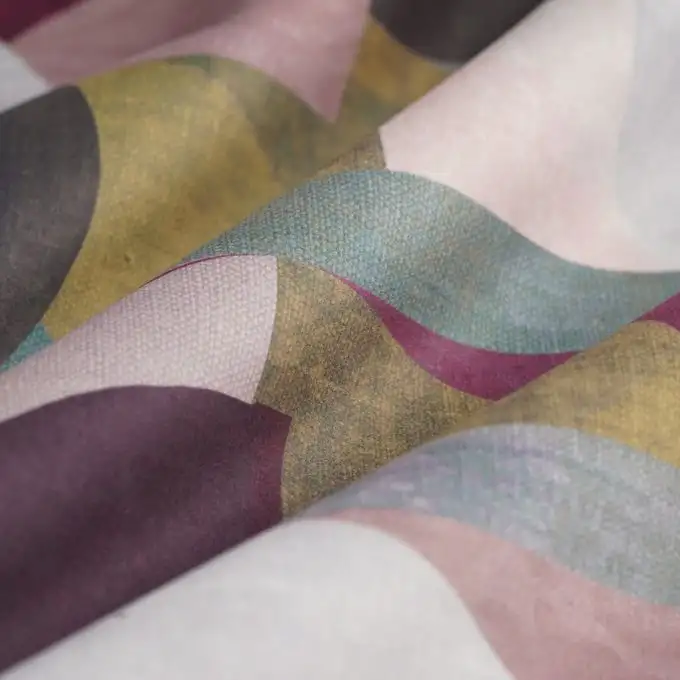 Velluto stampato Arty rosa verde