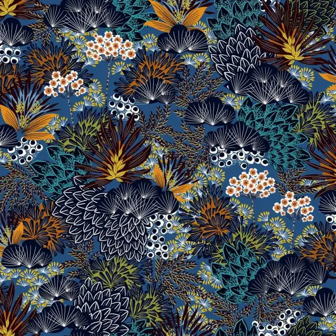 Velluto stampato Majesty blu 140 cm