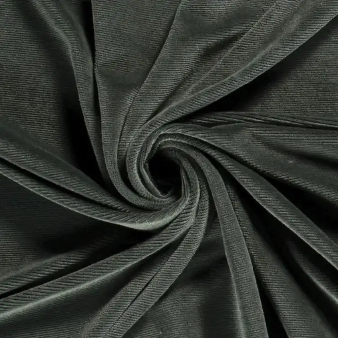 Velluto tessuto maglia poliestere costine verde