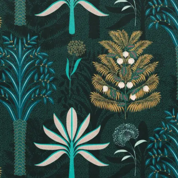 Velluto giardino asiatico alberato verde