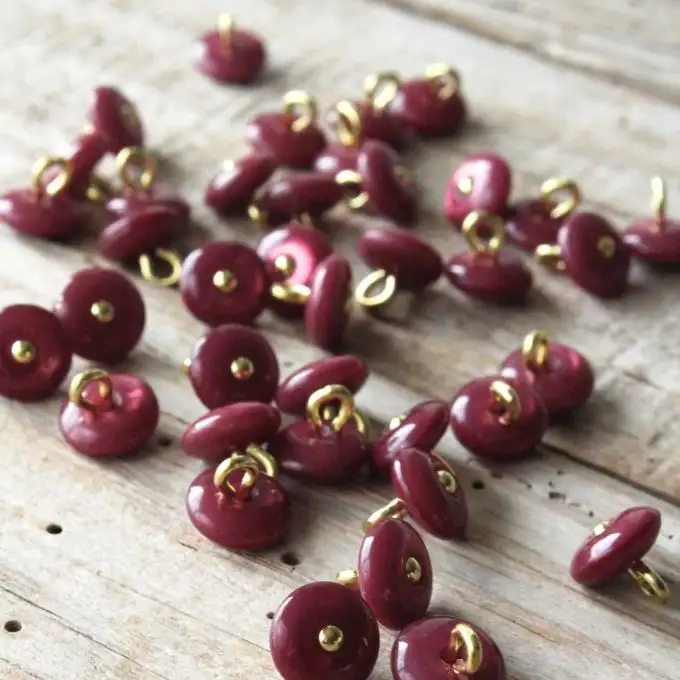 Lotto di 5 bottoni Perla rosso mattone 10 mm