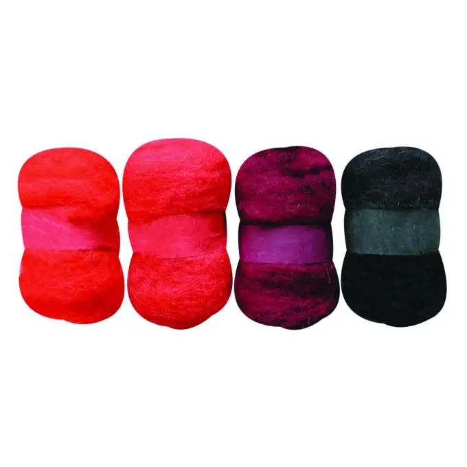 4 gomitoli di lana cardata o da infeltrire 20g - rosso