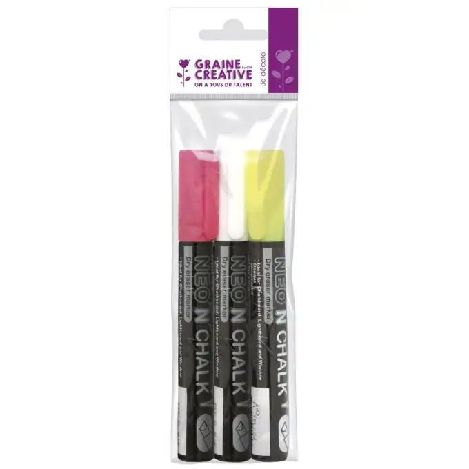3 evidenziatori gessosi rosa giallo neon bianco