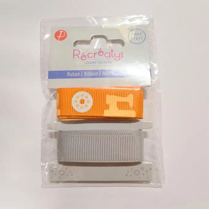 Confezione da 2 nastri decorativi arancione e grigio 3 m x 16 mm