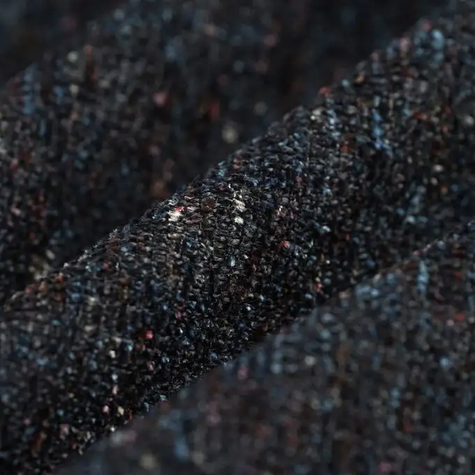 Velluto ciniglia maculato nero multicolore