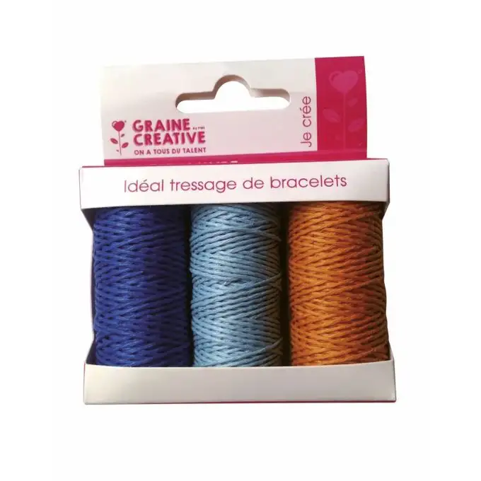 3 bobine filo canapa colore oceano