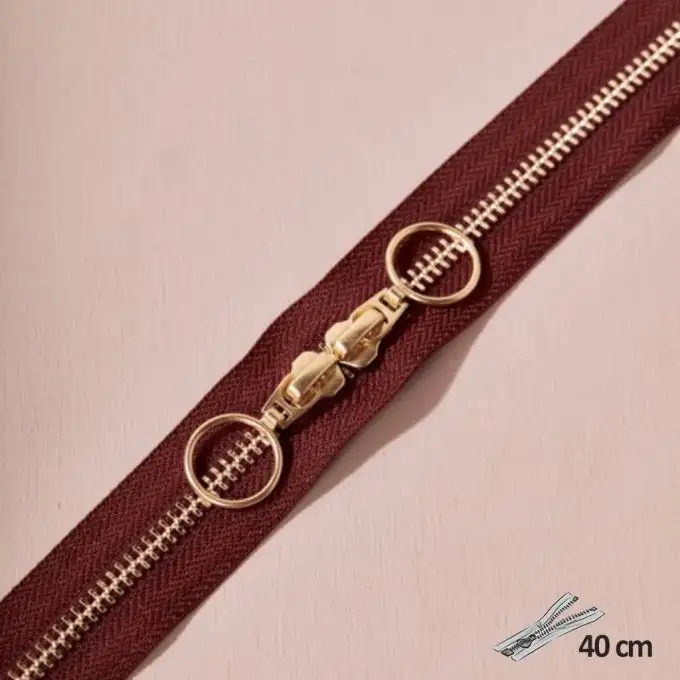 Zip doppio cursore oro 40 cm ruggine - Atelier Brunette
