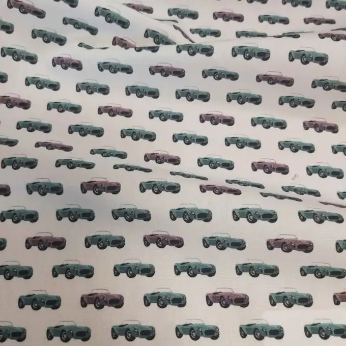Camicia in percale di cotone bianca con stampa digitale mini collezione auto