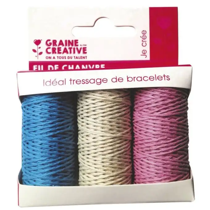 3 bobine filo canapa colori infanzia