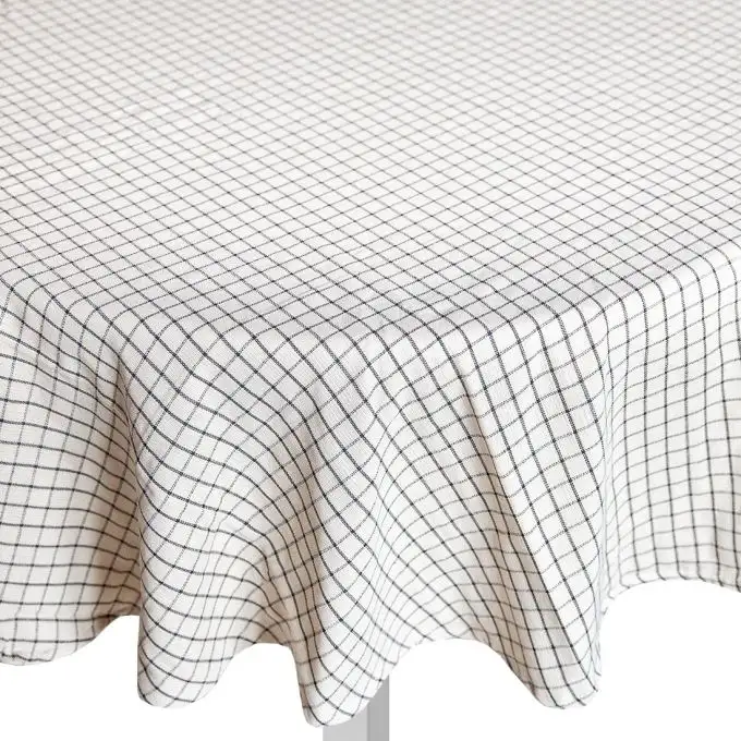 Tovaglia rotonda quadri bianca diametro 160cm