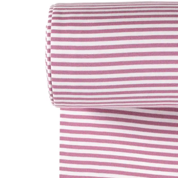 Bordo tubolare cotone righe 5mm bianco rosa