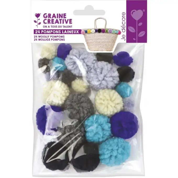 24 pon pon lanosi 15 x 30 mm assortiti oceano